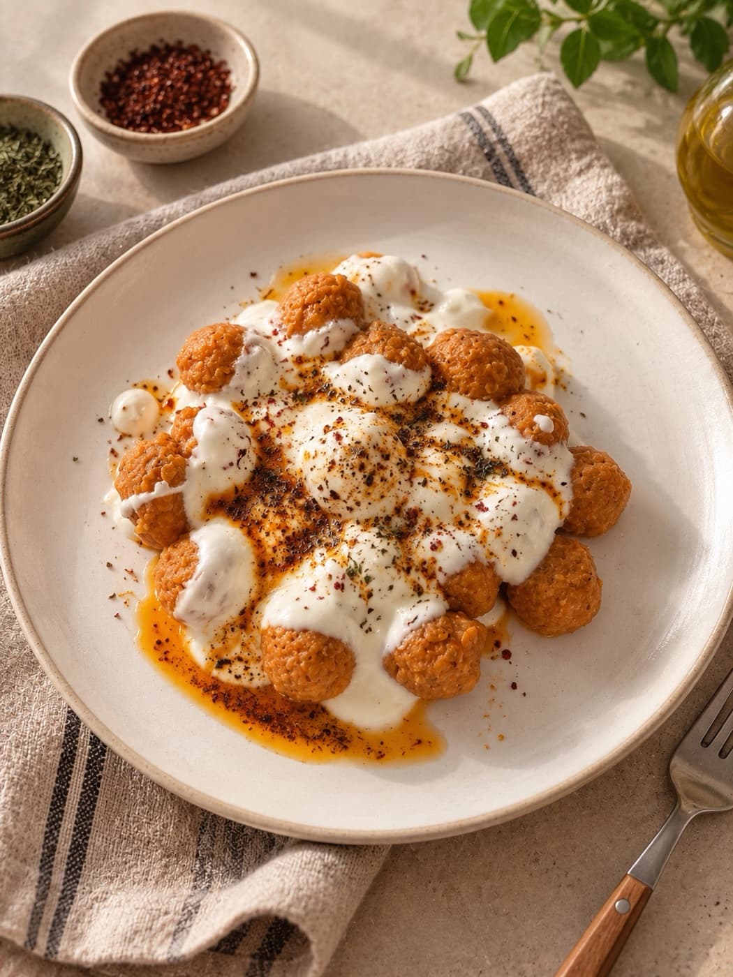 Fit Red Lentil Manti (Turkish Dumplings)