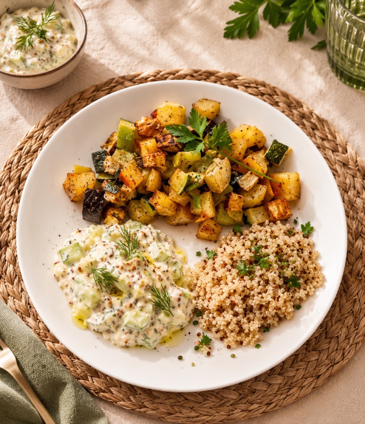 Roasted Veggie, Quinoa & Mackerel Plate
