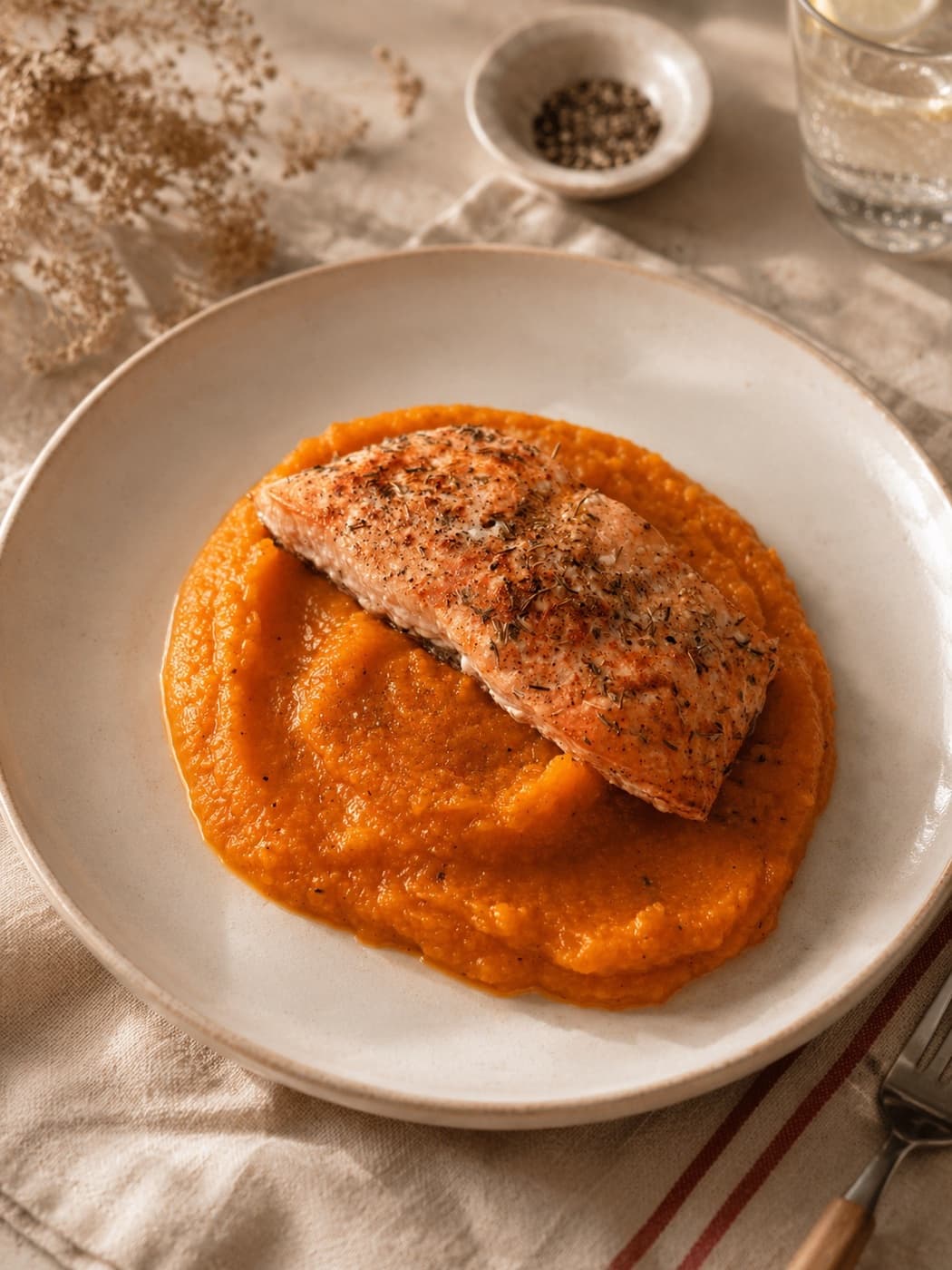 Roasted Salmon with Butternut Squash Puree