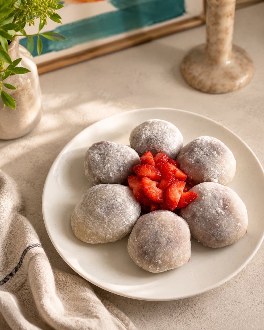 Strawberry Spiced Red Bean Mochi